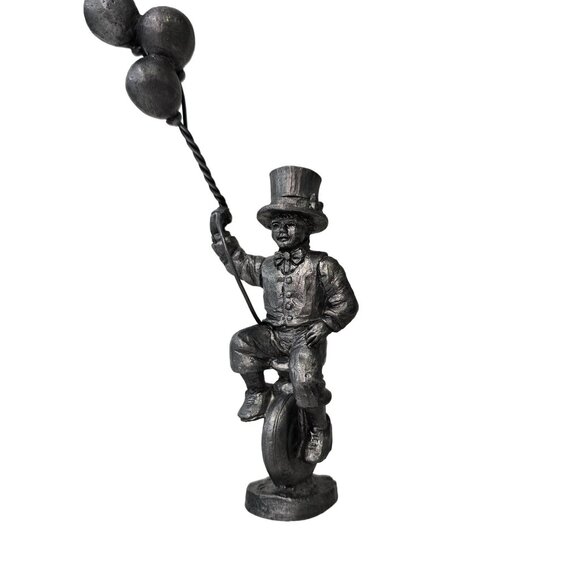 Vintage michael ricker Pewter Circus Clown Figurine On Unicycle With Balloons - Picture 8 of 8